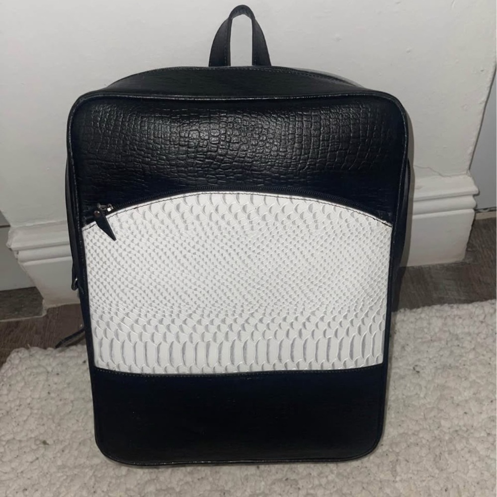 Black leather backpack